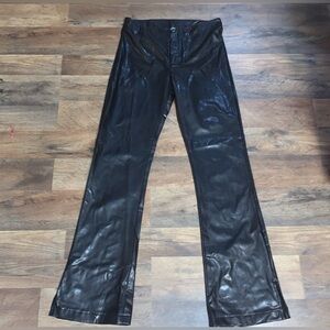 Y2K Faux Leather PVC Vinyl Woman’s Pants Trousers Slacks Straight Leg Size 7/8